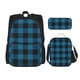 thumbnail image 1 of Balery Blue Black Plaid Mochila escolar 3 en 1 para niños: mochila resistente con lonchera térmica y estuche para lápices. Mochila escolar para niños y niñas., 1 of 7