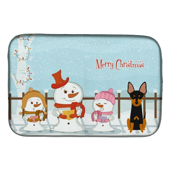 Merry Christmas Carolers English Toy Terrier Dish Drying Mat