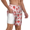 thumbnail image 3 of Picia Strawberry pattern Mens Swim Trunks with Compression Liner Stretch Beach Shorts Quick Dry with Zipper Pockets No-Chafing Board Shorts-Small, 3 of 9