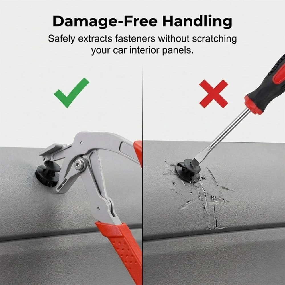 Car Clip Pliers & Trim Removal Tool, Multi-Functional Panel Removal Pliers for Auto Interior, Plastic Clip Rivet Buckle Remover, Damage-Free Automotive Disassembly Tool