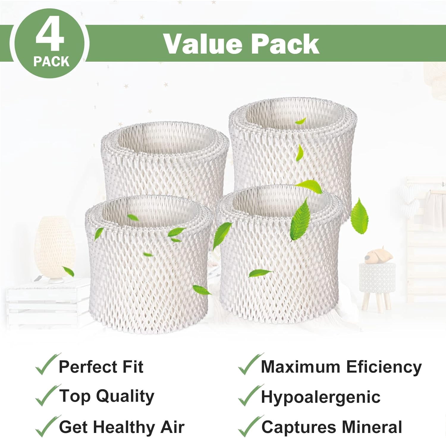 4-Pack Humidifier Filter A Replacement for Honeywell Humidifier HCM-350 Series, HCM710, HEV312W, Filter HAC-504