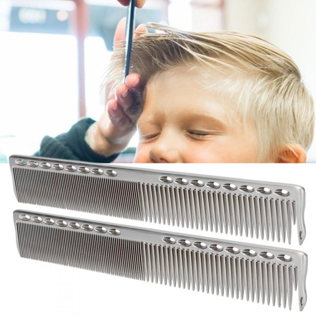 Peine de metal para hombres, 2 profesionales de la lata de Corte de Pelo de acero inoxidable, Peine de Peluquero de 20 x 2,8 cm Con Densos y Escasos para Salón y Uso