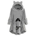 thumbnail image 1 of CEHVOM Longue Robe à Capuche Femme Motif Mignon Hiver Oreilles de Chat Polaire Duveteuse Robe Couverture à Capuche Hauts en Peluche pour Adolescentes, 1 of 8