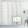 thumbnail image 1 of Ambesonne Fist Print Shower Curtain, Female Punch Grunge Art, 69"Wx70"L, Charcoal Grey White, 1 of 3