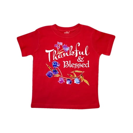 

Inktastic Thankful and Blessed Inspirational Saying with Flowers Gift Toddler Boy or Toddler Girl T-Shirt