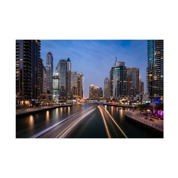 Canvas Wall Art - Majid Behzad 'Marinas Night' Wall Art for Living Room, Bedroom, or Office D?cor by Trademark Fine Art - 19 x 12 Inches