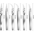 thumbnail image 2 of 6 Pcs Precision Reverse Ceramic Tweezers Set, Non-Conductive Heat-resistant Electronics Soldering Tweezers Anti-Magnetic Pointed & Curved Tips Tweezers for Solder, Pinching Coils (Silver), 2 of 13