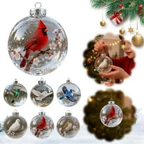 Nature's Birds Crystal Glass Ornament Set, Hummingbird Ornaments for Christmas Tree Cardinal Bird Glass Clear Plastic Christmas Balls Xmas Tree Memorial Gifts (1 PACK)