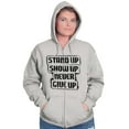 thumbnail image 3 of Inspirational Saying Stand Up Show Up Unisex Fleece Graphic Zip Up Hoodie Brisco Brands 2X, 3 of 5