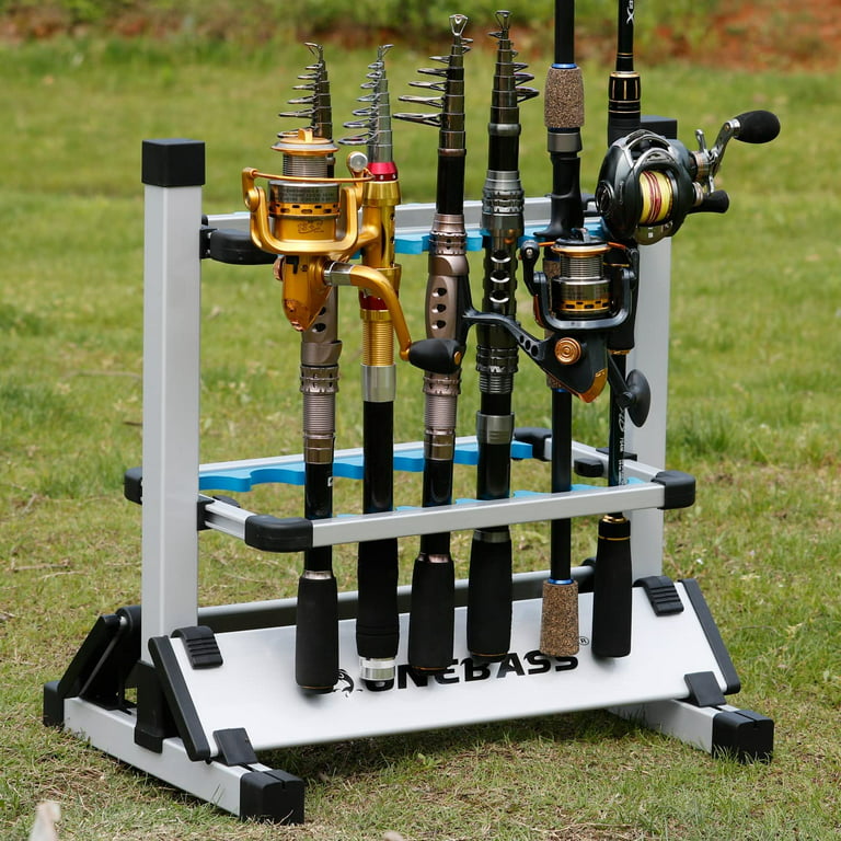24 Rod Fishing Pole Holder Aluminum Alloy Rack Stand Portable Storage Tool  US 