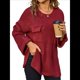 thumbnail image 2 of Blusas de Punto para Mujer 2025, Suéter de Cuello Redondo de Larga Extragrande, Blusas Informales de Negocios, Suéter Básico. Vino Tinto S, 2 of 10
