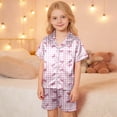 thumbnail image 2 of Girls Satin Pajamas Valentine Pjs Short Sleeve Bow Button Down Sleepwear Boys Pajama 6-7 Years, 2 of 4