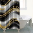 thumbnail image 4 of Black Marble Gold Wave Pattern Shower Curtain 84"x72" ,Bathroom Decorative Shower Curtains Set with 12 Hooks,Modern Waterproof Washable Shower Curtain, 4 of 6