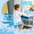 thumbnail image 6 of Kids Height Adjustable Table and Chair Set, Activity Desk with USB Light, Storage Drawer for Study, Activities, Arts, or Crafts, Blue and White, 6 of 9