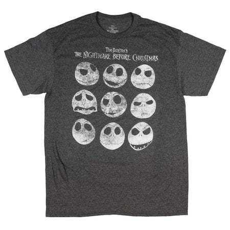 The Nightmare Before Christmas Jack Skellington Tim Burton's The Nightmare Before Christmas Jack Skellington Distressed Faces Men's T-Shirt ()
