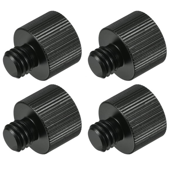 Microphone Stand Adapter 3/8 - 16 Male to 5/8 - 27 Female Screw Thread Adapter for Microphone Tripod Stand Black 4 Pcs