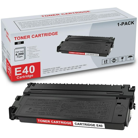 1-Pack E40 1491A002 Cartridge Black Toner Cartridge High Yield Compatible E40 Cartridge Replacement for Canon PC 300 310 320 330 400 420 430 530 550 710 720 730 740 770 790 920 940 950 980 Printer