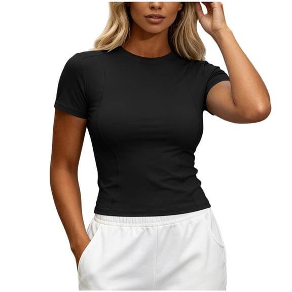 Ankola Women Elastic Workout Shirts Breathable Compression Quick Dry Gym Lightweight Basic Fitted Tops