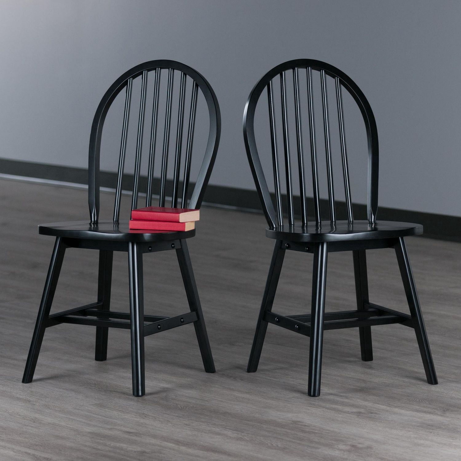 Ensemble de 2 chaises Windsor finition noire
