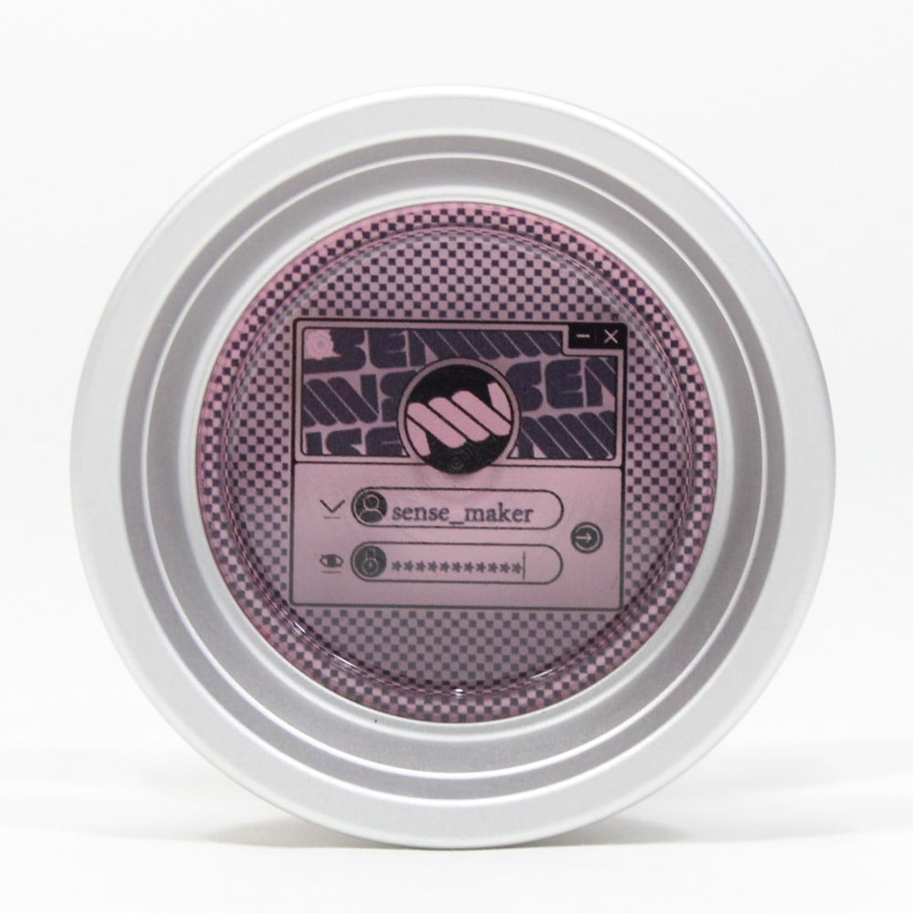 SENSE YOYO Login Yo-Yo - Aluminum YoYo with PC Caps (Matte Silver w/Pink Polished Decorative Rim + Pink Cap)