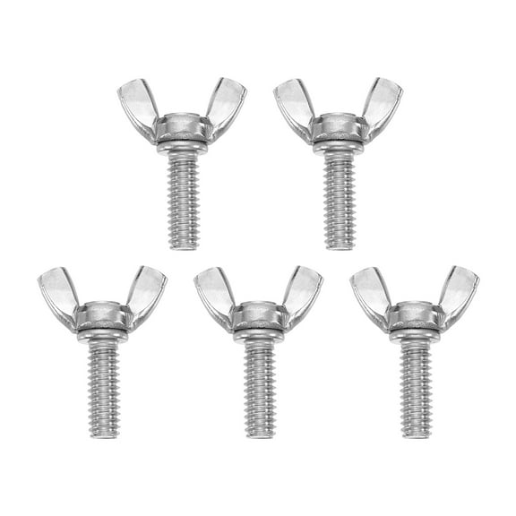 Uxcell 5 Pack 1/4-20" x 3/4" Wing Butterfly Screw Bolts, 304 Stainless Steel Machine Fastener, Thumb Hand Screws for Electronic Equipment, Silver Tone