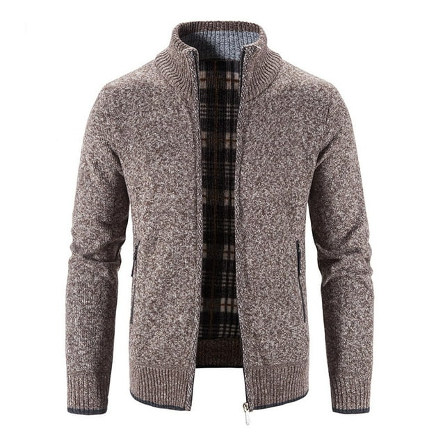 Rbaofujie Offres Liquidation Cardigan à Capuche Col Roulé Manches Longues Tricoté Fermeture Éclair Manteaux Café