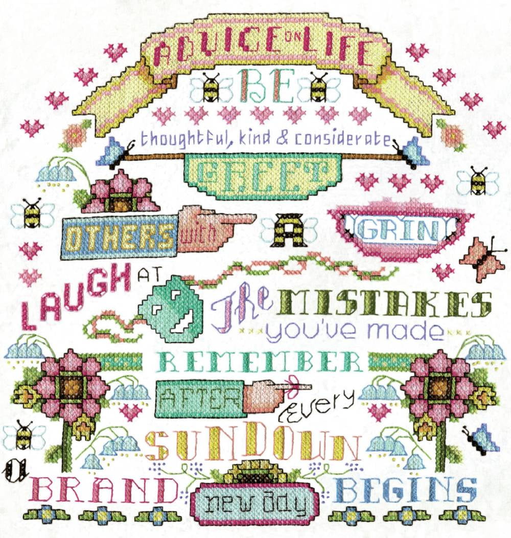 Janlynn Stamped Cross Stitch Kit 14"X14"Advice On Life