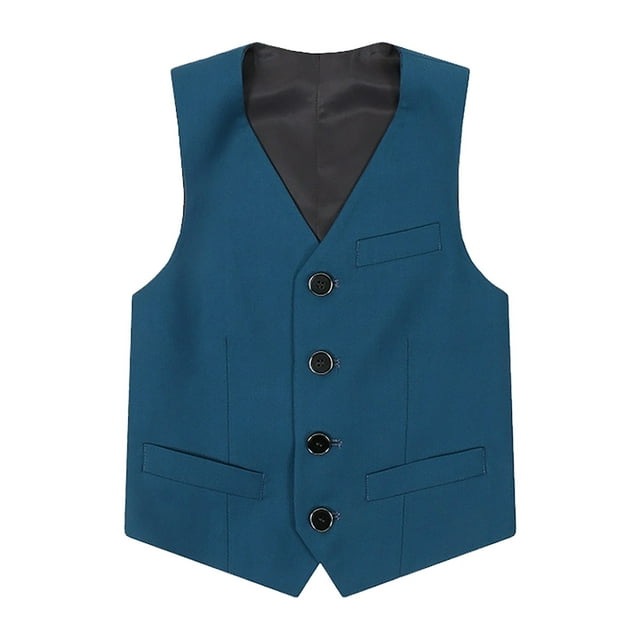 XASZHN Boy's 4 Button Formal Suit Vest Blue_004 13-14 Years
