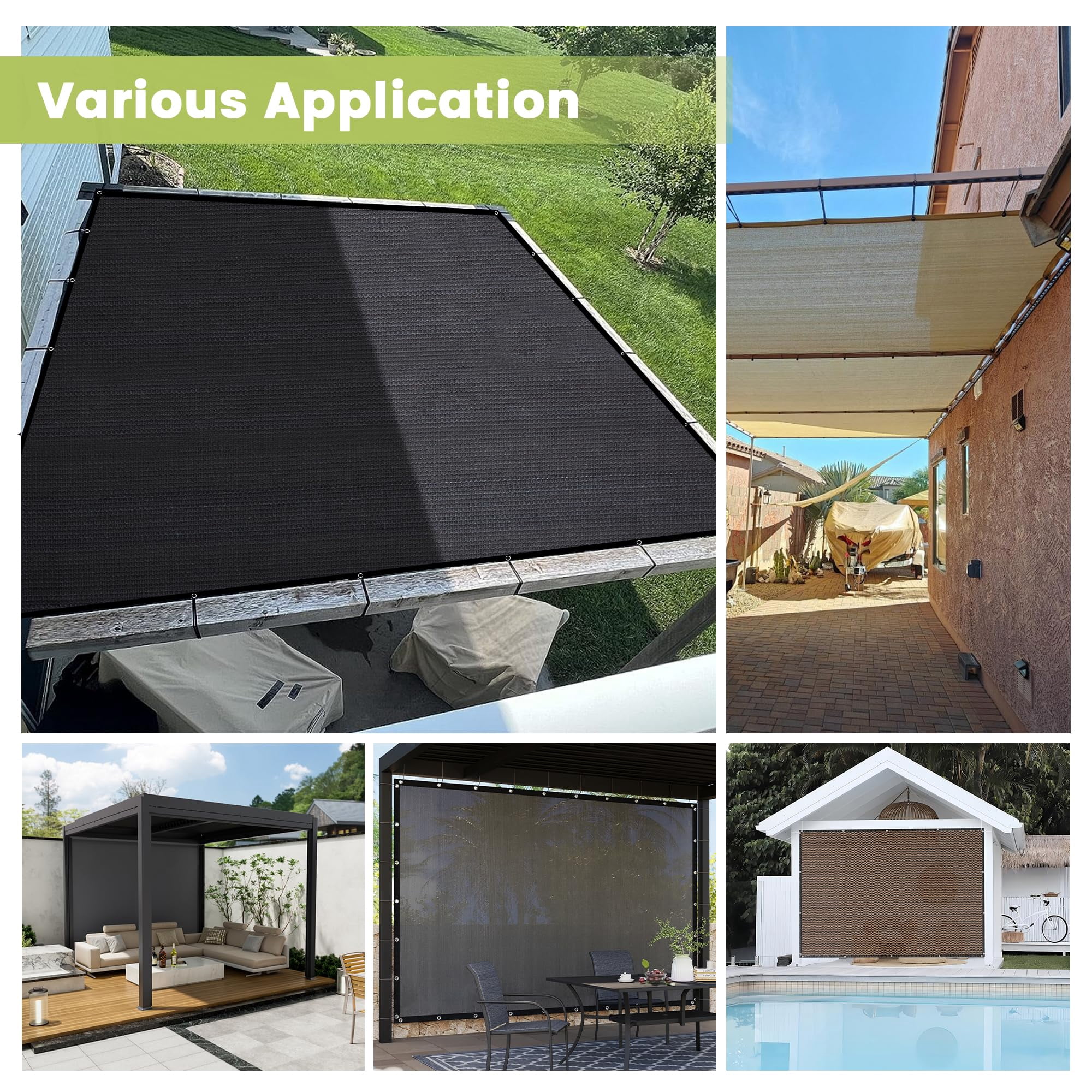 DIFY 90% Sun Shade Cloth with Every 2 FT Grommets 6' x 8', Mocha