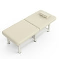 thumbnail image 4 of Holaki Heavy Duty Stationary Massage Table, Professional Spa Bed with 700lbs Capacity, Sturdy Metal Frame, Waterproof PU Leather, Ideal for Beauty, Tattoo, Reiki, Massage, Physiotherapy, Beige, 4 of 9