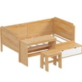thumbnail image 5 of Natural Wooden Daybed With Combos Of Storage Possibilities And Lockers, Multi-functional Bed Desk Matching Stool, Twin Sized Patio Furniture Size Plenty Shelves & Appearance, 5 of 5
