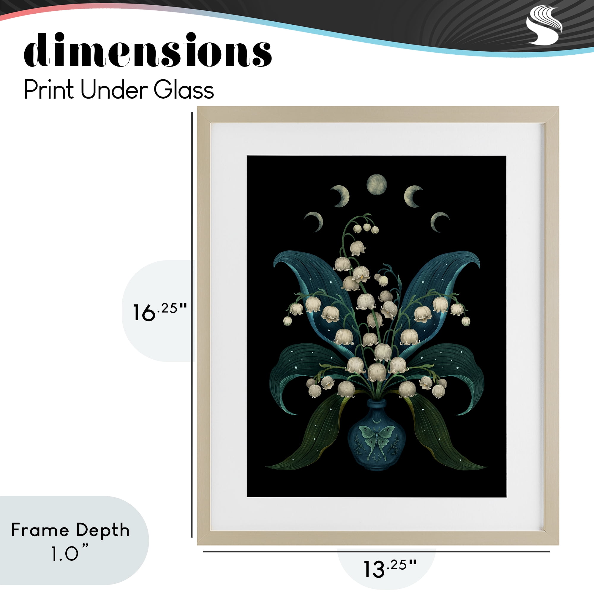 Stupell Industries Lunar Lily Of Valley Birch Framed Print Under Glass, design by Episodic Drawings