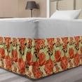thumbnail image 1 of Rose Bed Skirt, Blooming Romantic Flowers Valentines Day Themed Feminine Elements, Elastic Bedskirt Dust Ruffle Wrap Around for Bedding Decor, 4 Sizes, Pale Green Vermilion, by Ambesonne, 1 of 2