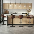 thumbnail image 2 of Art Leon Set of 4 Barstool Chair Faux Leather Height Adjustable Chrome Legs Dark Cognac, 2 of 7