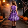 thumbnail image 6 of Girls Halloween Printed Dress Crew Neck Sleeveless Belted Back Zipper Costume Kids Trendy Casual A-Line Swing Dress Purple 13-14 Years, 6 of 7