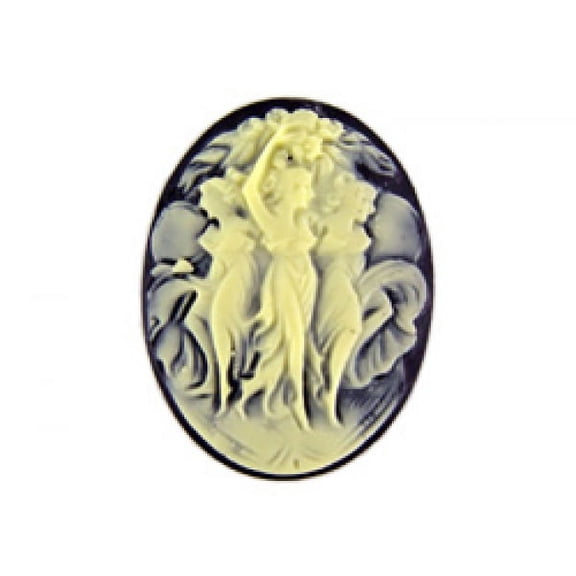40x30mm Oval Black And Ivory Fashion Cameo Three Dancing Graces