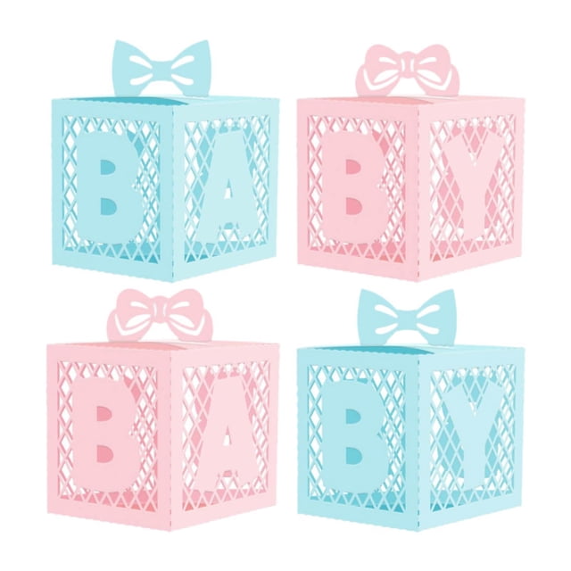 4 cajas para bebé con letras, cajas huecas, accesorios para fotos, bloques para bebé, diseño de revelación de género, bloques de fondo, decoraciones