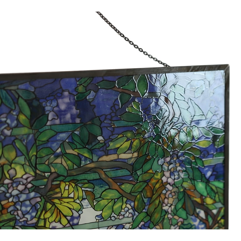 Louis Comfort Tiffany Wisteria Blossoms Stained Glass Wall Or Desktop Plaque