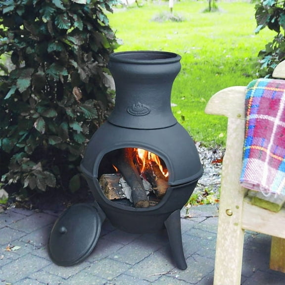 Esschert Design 26" Black Finish Cast Iron Chiminea