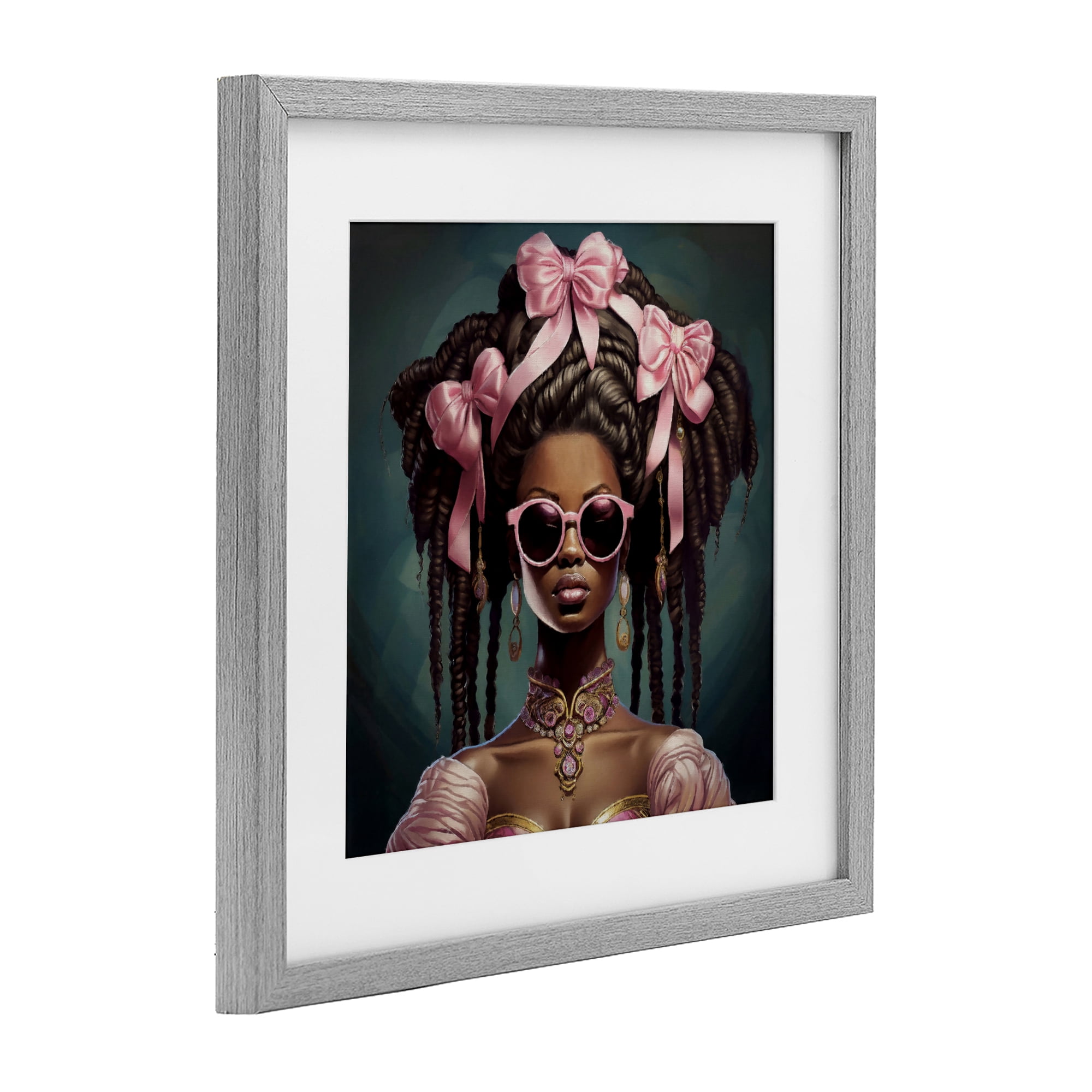 Stupell Industries Rococo Woman With Bows Gray Framed Print Under Glass, design by Grotto Studios