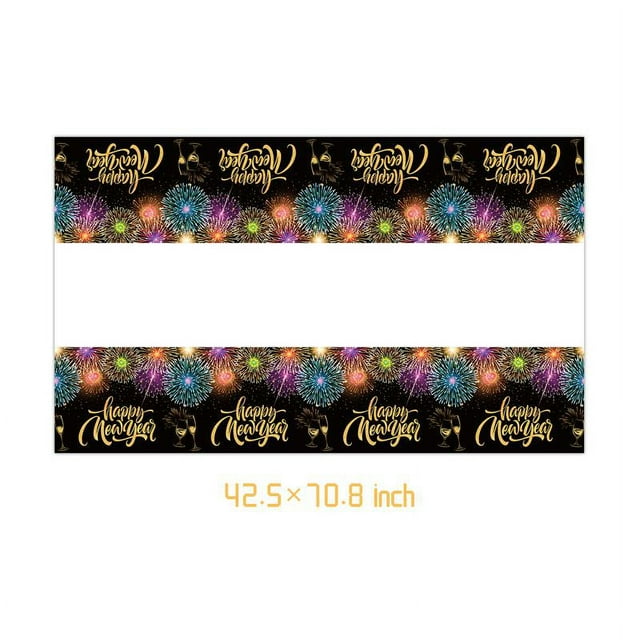 VONKY Black Gold New Year Party Decoration Props Paper Plates Paper Cups Paper Towels Tablecloths Disposable Tableware Set