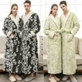 thumbnail image 2 of Lindreshi Robes for Women Fuzzy Unisex Winter Lengthened Coralline Plush Shawl Bathrobe Long Sleeved Robe Coat, 2 of 9