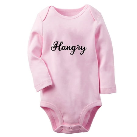 

iDzn® Hangry Funny Rompers Newborn Baby Unisex Bodysuits Infant Jumpsuits Toddler Kids Long Sleeve Oufits (Pink 0-6 Months)