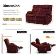 thumbnail image 5 of MCombo 57" Power Loveseat Recliner Sofa with Heat Vibration for Living Room, Fabric, Red, 5 of 7