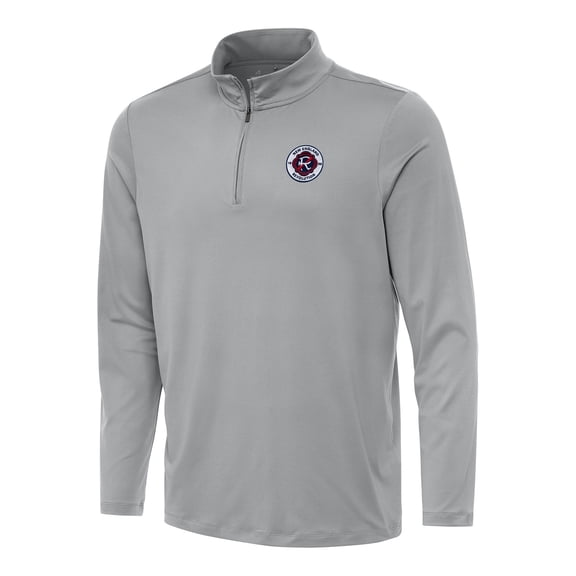 Men's Antigua Gray New England Revolution Reprocess Quarter-Zip Jacket