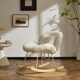 thumbnail image 5 of UBesGoo Nursery Rocking Chair, Modern Accent Chair with Padded Seat and Wooden Metal Frame, Long Pile Fabric Upholstered Glider Rocker, Comfy Nest Style, White, 5 of 9