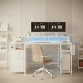thumbnail image 2 of Lufeiya White Computer Desk with File Drawers Cabinet, 55 Inch Home Office Desk with Monitor Stand Shelves, Writing Study Gaming Desks with Led Lights and Power Outlets for Bedroom, White, 2 of 5