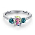 thumbnail image 3 of Gem Stone King 925 Sterling Silver Mercury Mist Mystic Topaz and London Blue Topaz Engagement Ring for Women | 1.44 Cttw | Oval 7X5MM | Gemstone November Birthstone | Size 9, 3 of 6