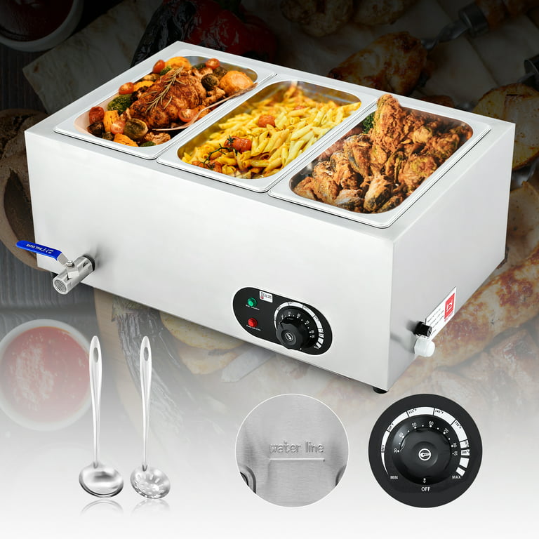 BENTISM Commercial Electric Food Warmer Countertop Buffet 6*8 Qt Pan Bain  Marie 