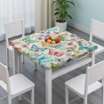 thumbnail image 3 of Colorful Butterfly Flower Leaf Light Pattern Square Fitted Tablecloth with Elastic Edge,Square Table Cover,Washable Elastic Table Cover for Home Kitchen Party Decor 36"x36", 3 of 6
